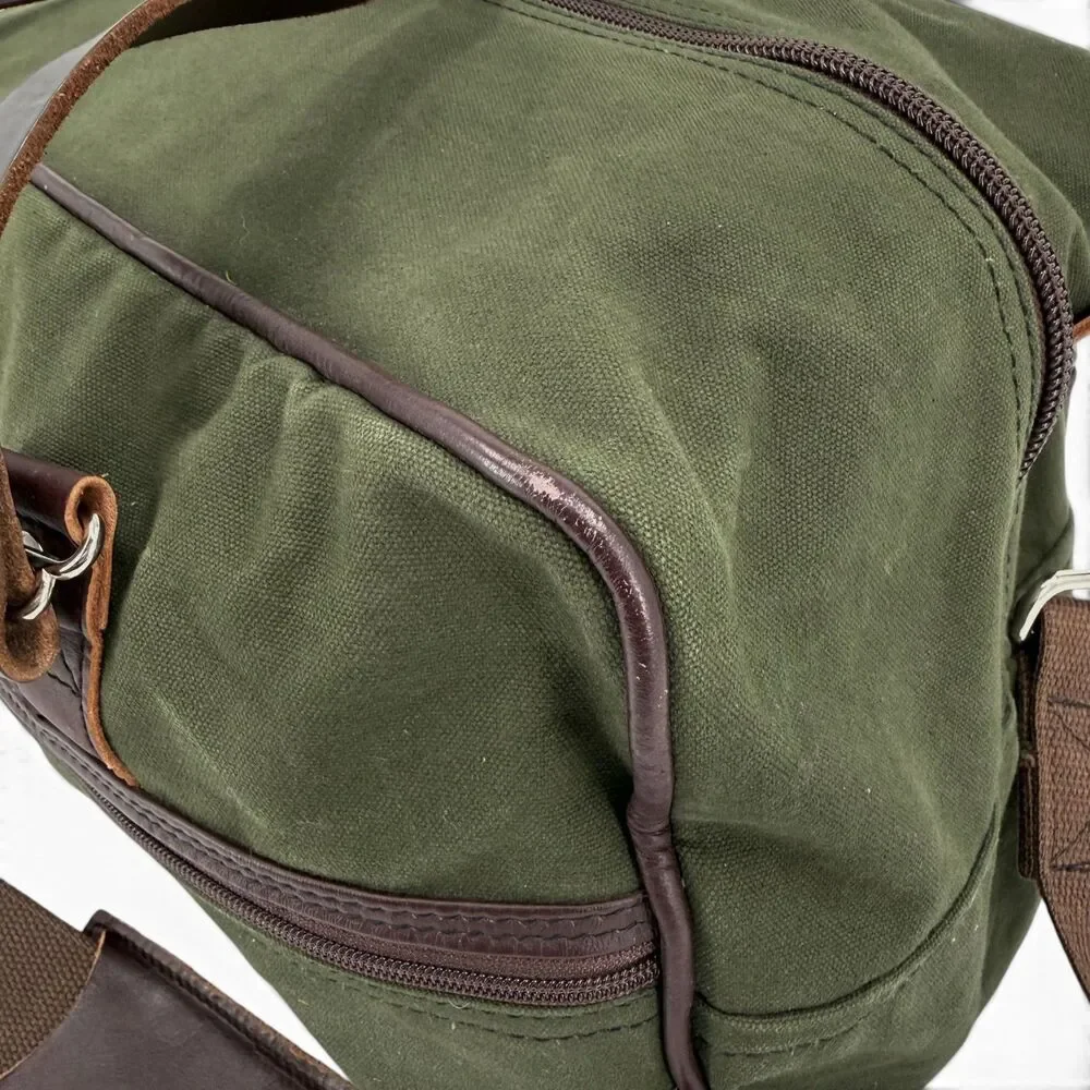 Duluth Pack Canvas Leather Weekender Duffel Bag Olive Drab 33L